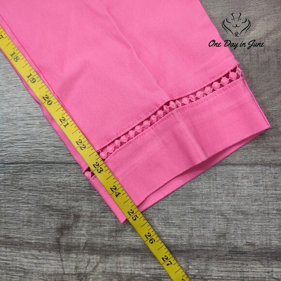 Crown & Ivy Petite Pink Rage Spring Cropped Pants Size 12P - Picture 5 of 6